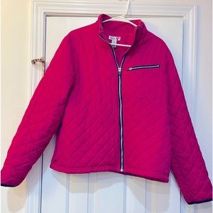 EUC-Style & Co Sport Quilted Zip Jacket. Raspberry. Size XL. 3 Zip Pockets.